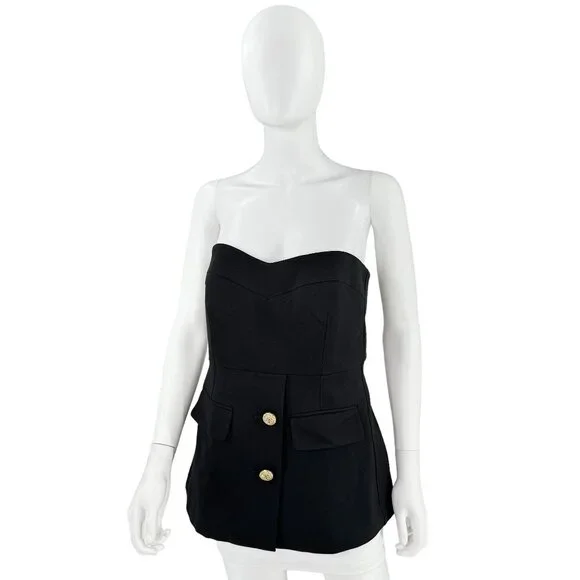 Tuckernuck NEW Black Noir Marnie Strapless Preppy Top Size Small - Picture 3 of 8